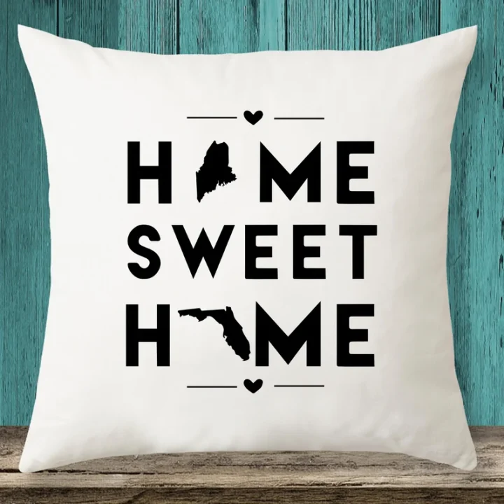 Maryland & Florida - Home Sweet Home State maps throw pillow cover with Free Shipping, State Pillow Case, Custom Pillow Case