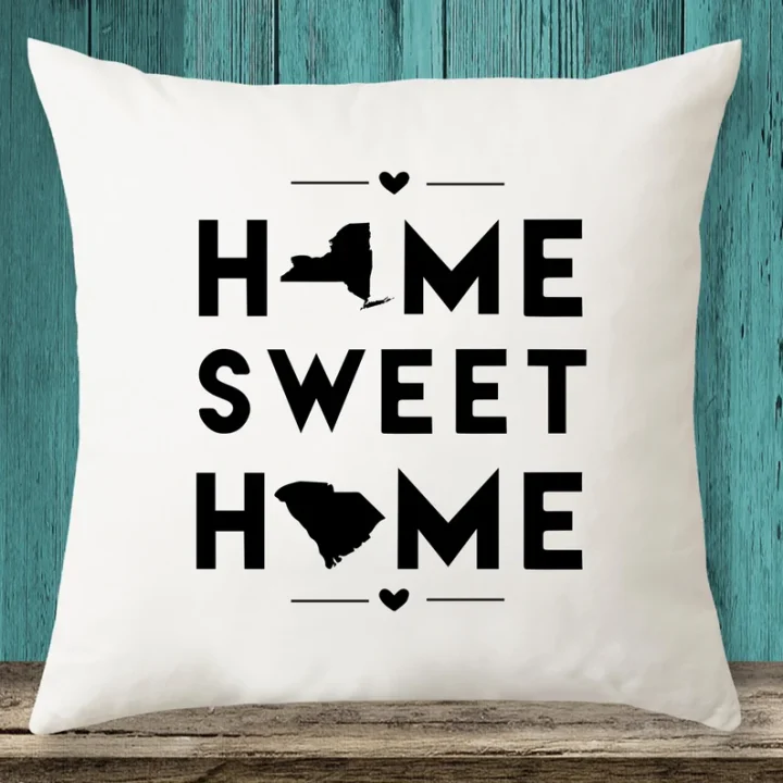 Ohio & Florida - Home Sweet Home State maps throw pillow cover with Free Shipping, State Pillow Case, Custom Pillow Case