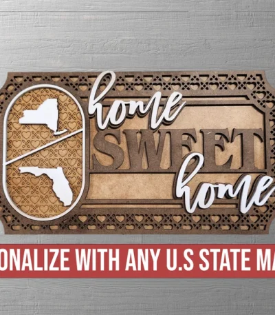 Handcrafted Wooden Sign with Personalized U.S. State Map