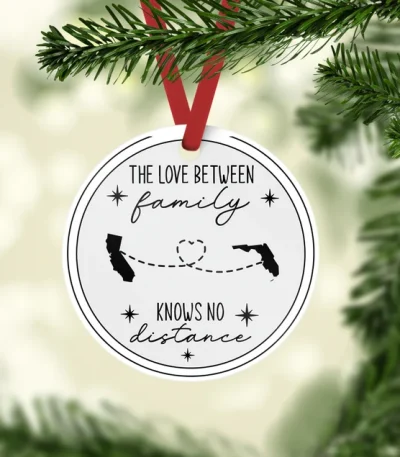 Long distance christmas ornament as a personalized christmas gift