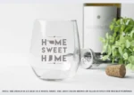 Custom Stemless Wine Glass personalized and etched with home sweet home featuring US States. Gift for housewarming, moving away, wedding. - Image 3