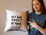New Home, Moving Away Gift or Housewarming Gift, Home Sweet Home Throw Pillow Cover - Personalizable Item -Same or any U.S State Map - Image 2