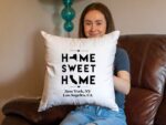 New Home, Moving Away Gift or Housewarming Gift, Home Sweet Home Throw Pillow Cover - Personalizable Item -Same or any U.S State Map - Image 4