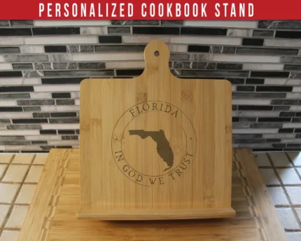 Personalized Cookbook Stand, Kitchen Gift Idea, Family Gift Couple's New Home, Housewarming Gift Idea - Availabe For All U.S States