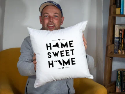 Unique pillowcase, Home Sweet Home with New York and Florida Map, Decorative Cushion Cover, Perfect Birthday/Housewarming gift