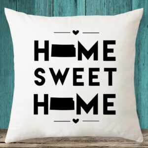 Kansas "Home Sweet Home" State Map Throw Pillow Cover