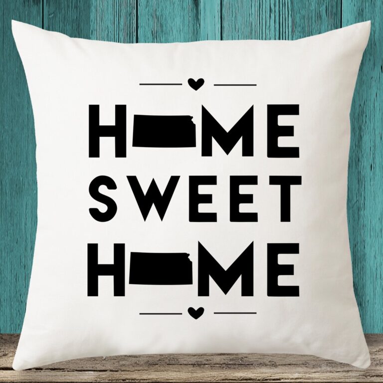 Kansas "Home Sweet Home" State Map Throw Pillow Cover