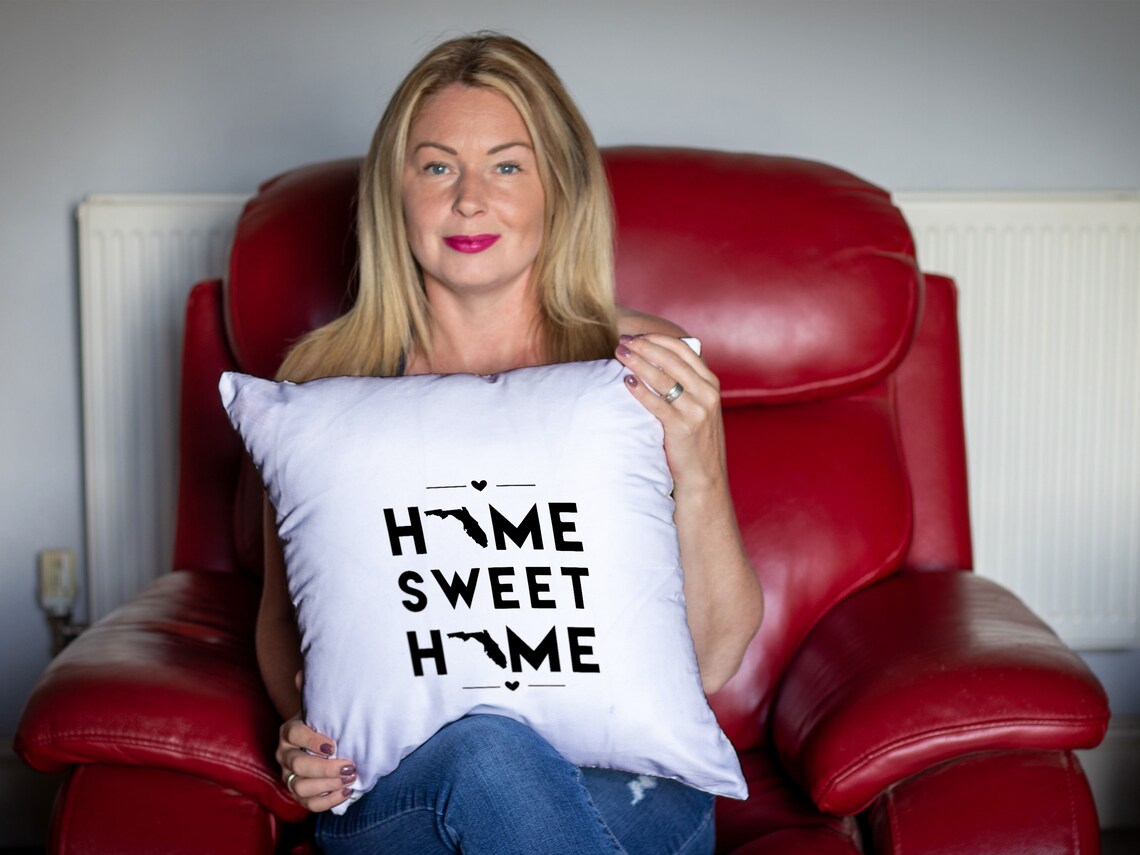 Florida "Home Sweet Home" State Map Throw Pillow Cover