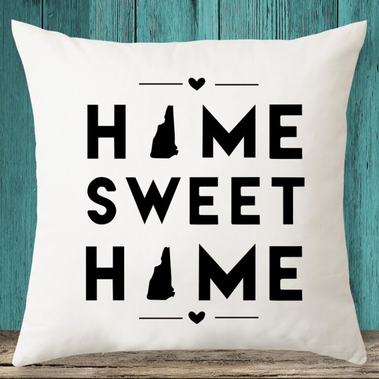 New Hampshire "Home Sweet Home" State Map Throw Pillow Cover