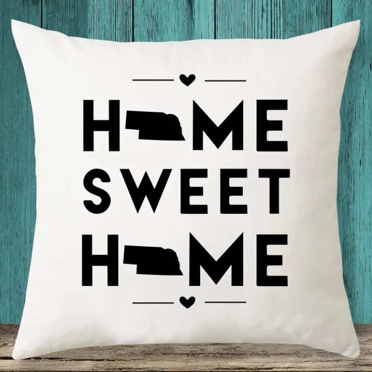 Nebraska "Home Sweet Home" State Map Throw Pillow Cover