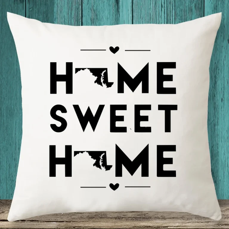 Maryland "Home Sweet Home" State Map Throw Pillow Cover