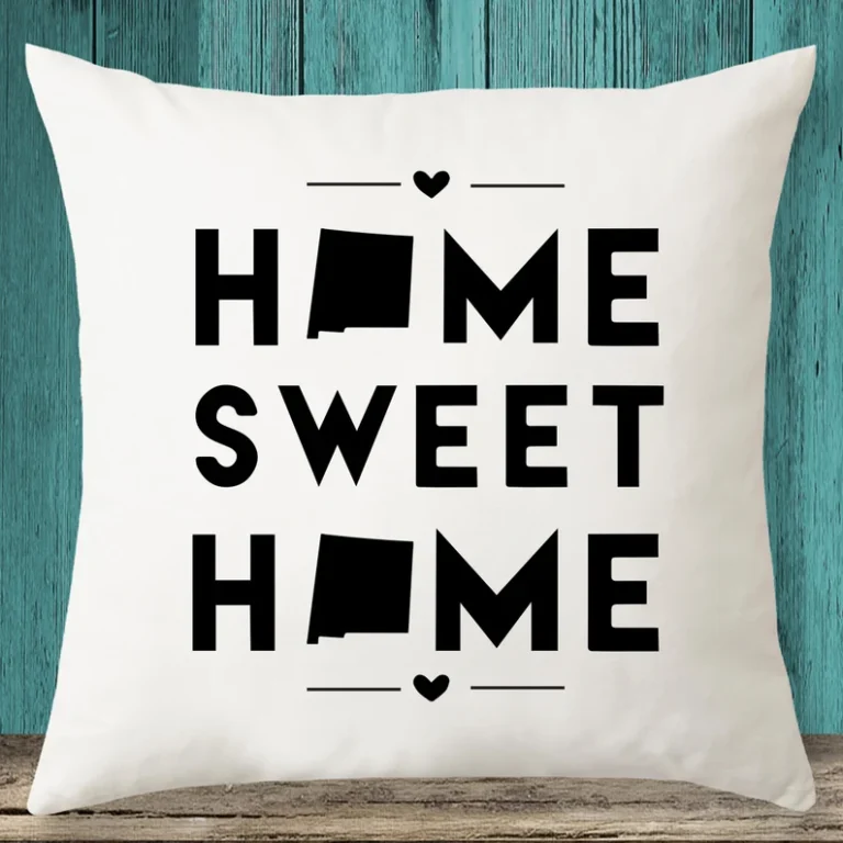 New Mexico "Home Sweet Home" State Map Throw Pillow Cover