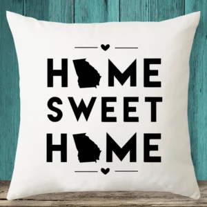 Georgia "Home Sweet Home" State Map Throw Pillow Cover