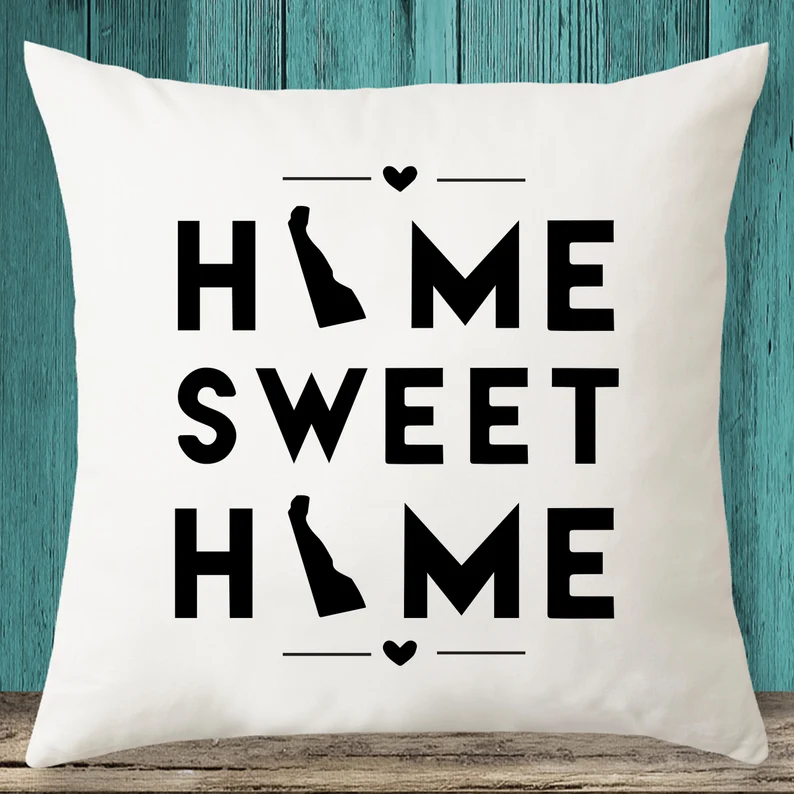 California "Home Sweet Home" State Map Throw Pillow Cover